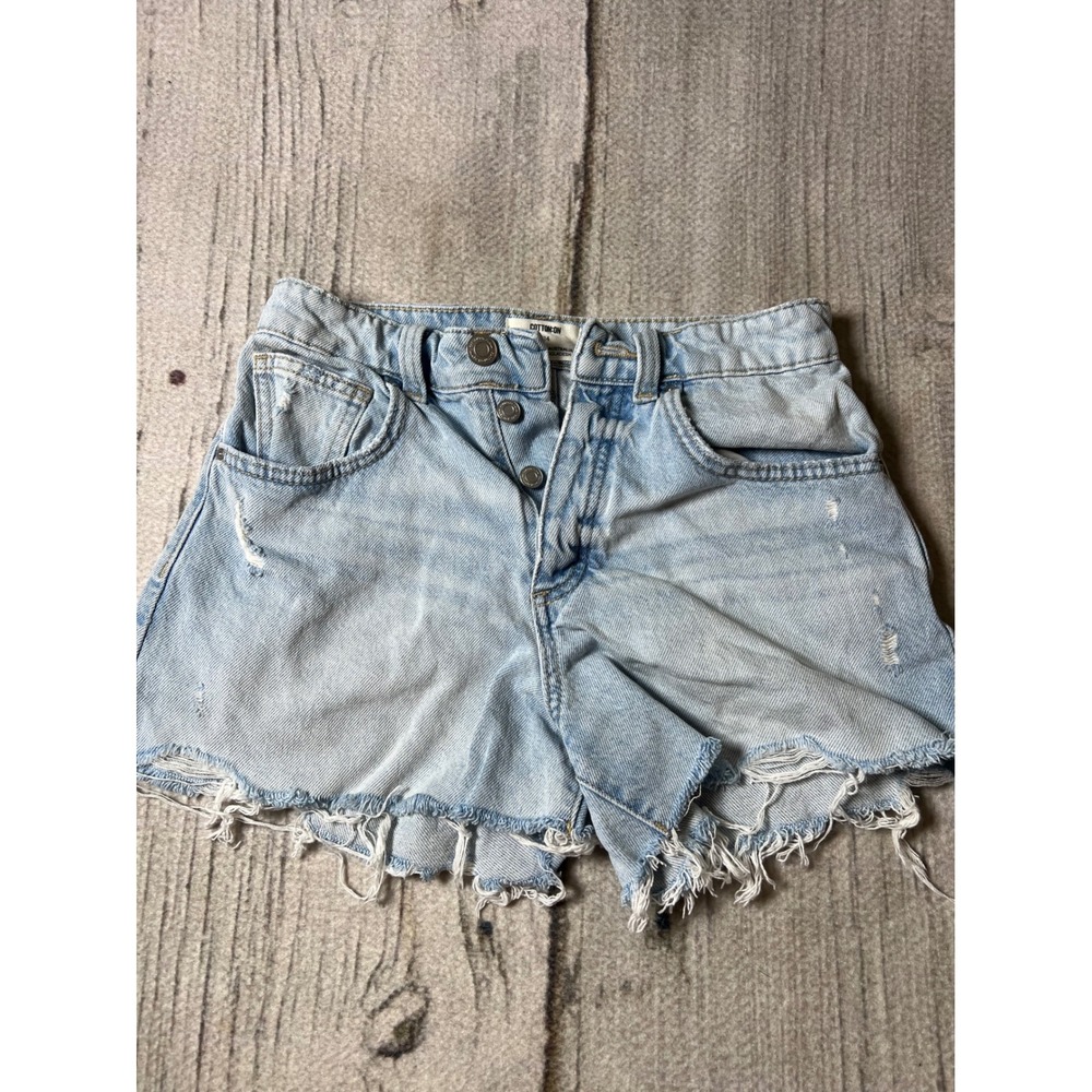 Cotton On Original Cut Off Short Womens 24‎ Light Wash Distressed Boho Frayed